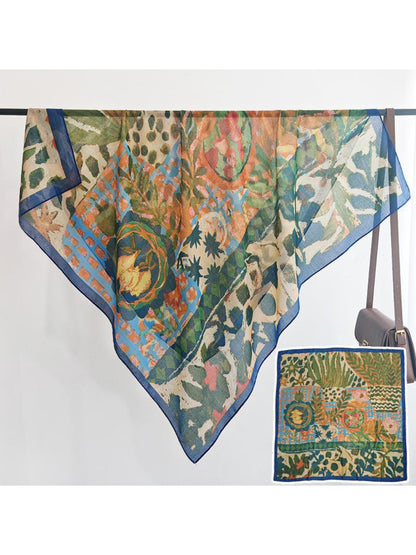 Scarvii - Floral Print Square Scarf