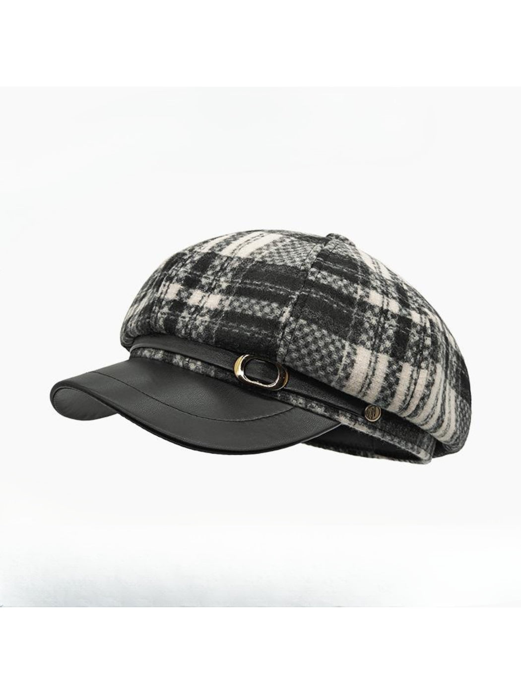 Haila - Plaid Buckle Detail Visor Hat