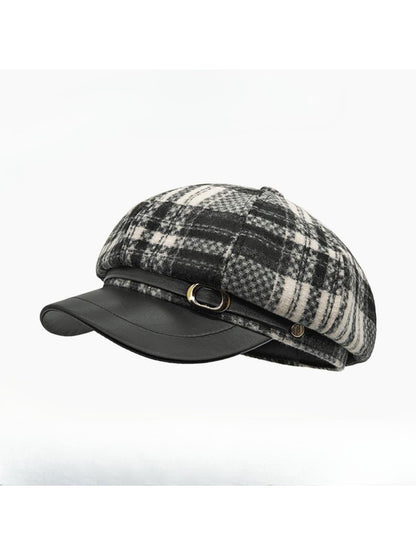 Haila - Plaid Buckle Detail Visor Hat