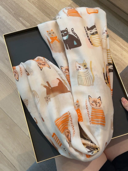 Scarvii - Playful Cat Print Scarf