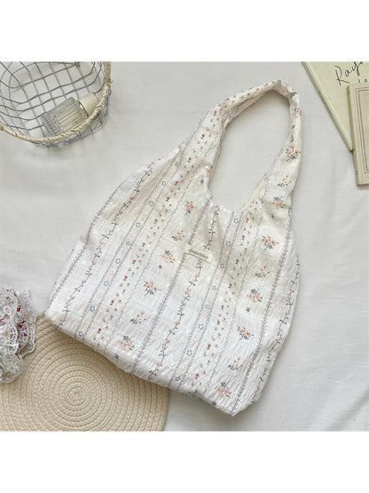 Side view of Cosbai beige casual tote showing spacious interior and stitching details