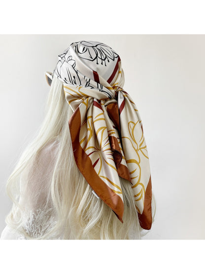 Scarvii - Abstract Floral Line Art Square Scarf