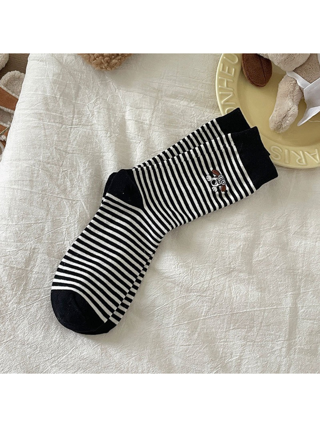 Rufia - Puppy Striped Crew Socks