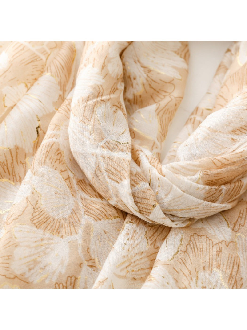 Scarvii - Gold Foil Scarf & Shawl with Floral Print