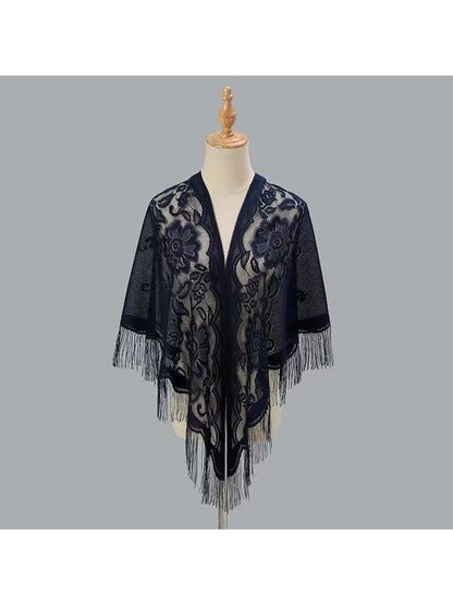 Scarvii - Solid Lace Fringe Women's Triangle Shawl