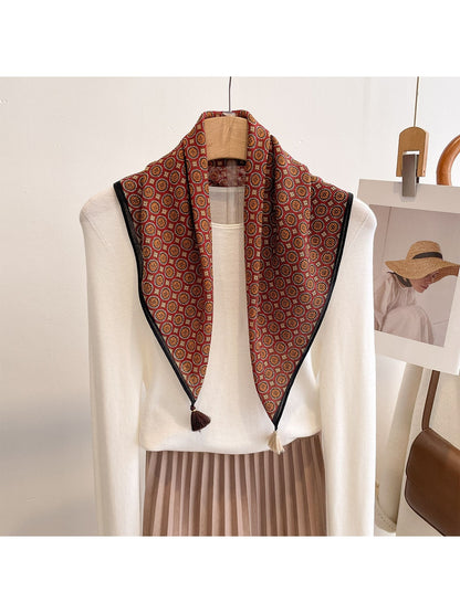 Scarvii - Bright Circular Pattern Tassel Square Scarf