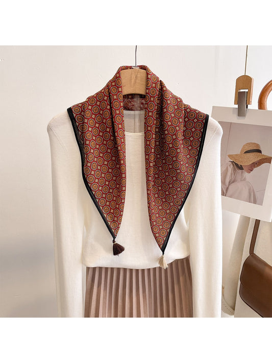 Scarvii - Bright Circular Pattern Tassel Square Scarf