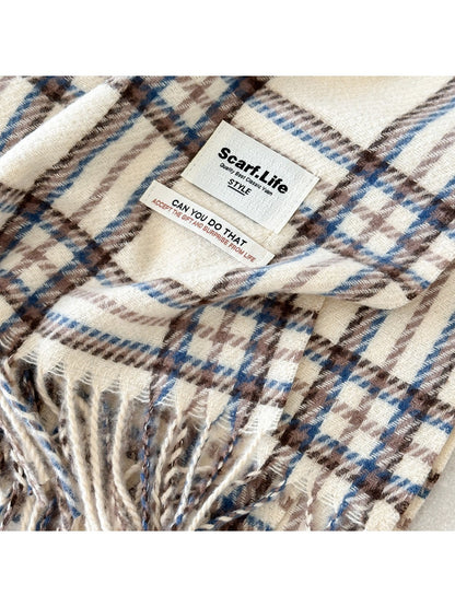 Scarvii - Classic Plaid Fringe Winter Scarf
