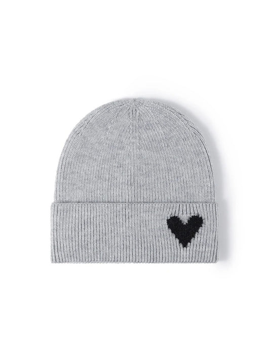 Haila - Heart Accent Cuffed Knit Beanie