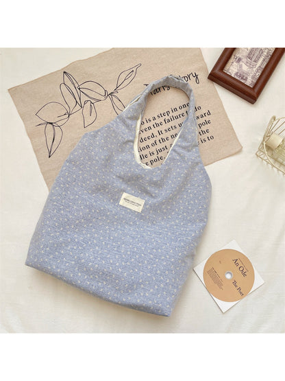 Cosbai Tiny Floral Slouch Tote Bag open showing interior space and lining