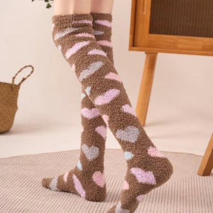 Rufia - Colorful Coral Fleece Over-the-Knee Socks