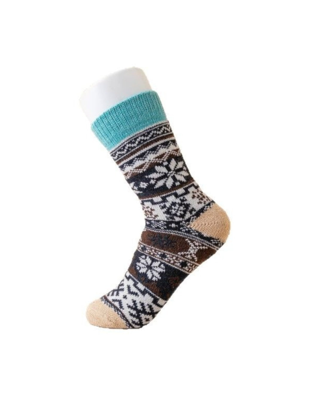 Rufia - Retro Snowflake Thick Mid-Calf Winter Socks - 5 Pairs/Pack