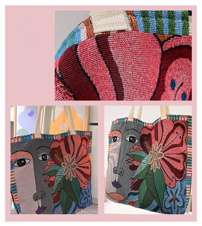 Cosbai - Large Capacity Embroidered Tote Bag