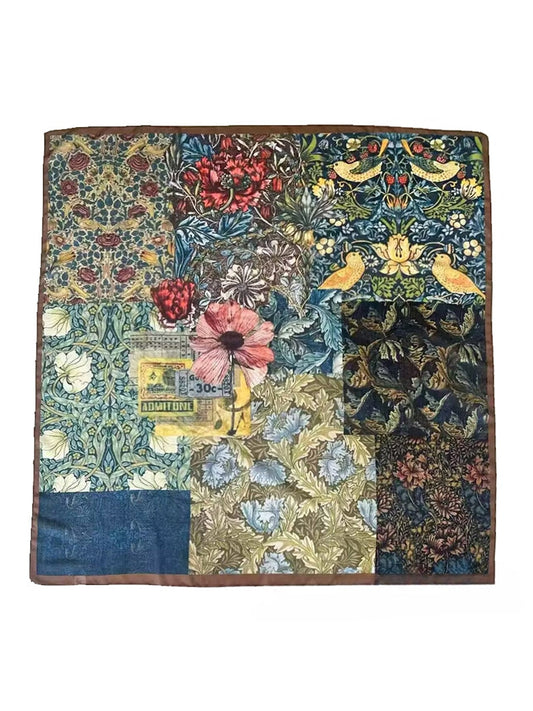 Scarvii - Botanical Collage Print Fashion Square Scarf