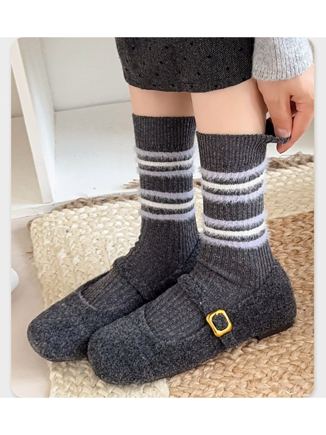 Rufia - Speckled Rib Crew Socks
