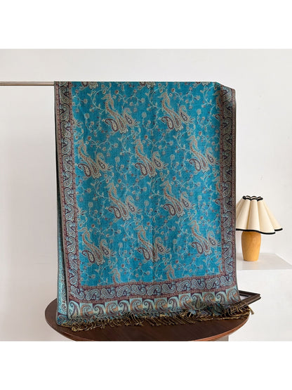 Scarvii - Vintage Paisley Print Fringe Scarf