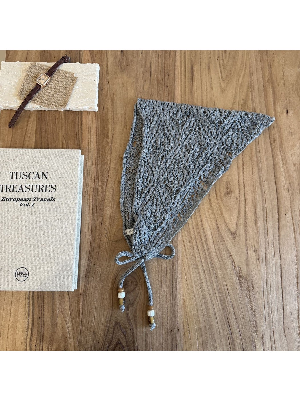 Scarvii - Geometric Pattern Openwork Triangle Scarf