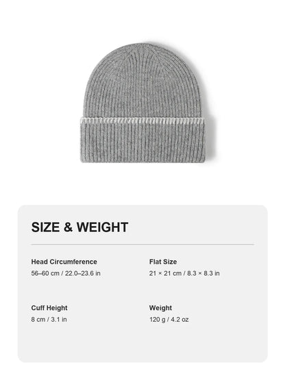 Haila - Contrast-Stitch Cuffed Knit Beanie