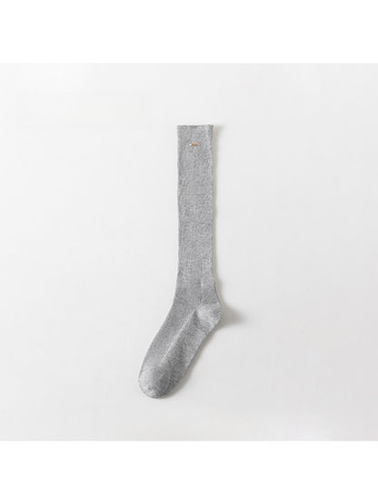 Rufia - Small Metal Plate Detail Solid Color Knee-high Socks