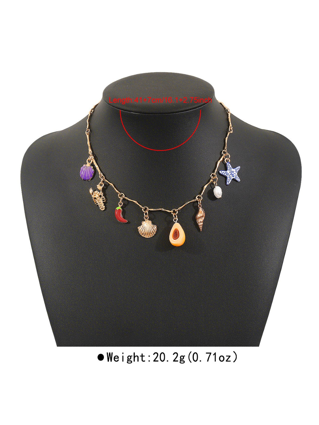 Color Charm beaded necklace styled with casual outfit on a model