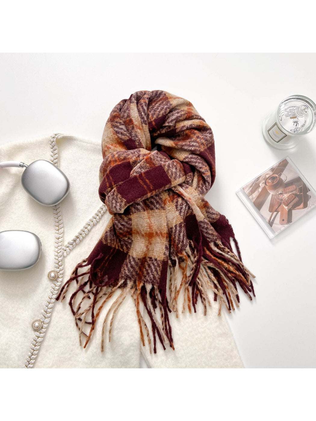 Scarvii - Classic Plaid Fringe Warm Scarf