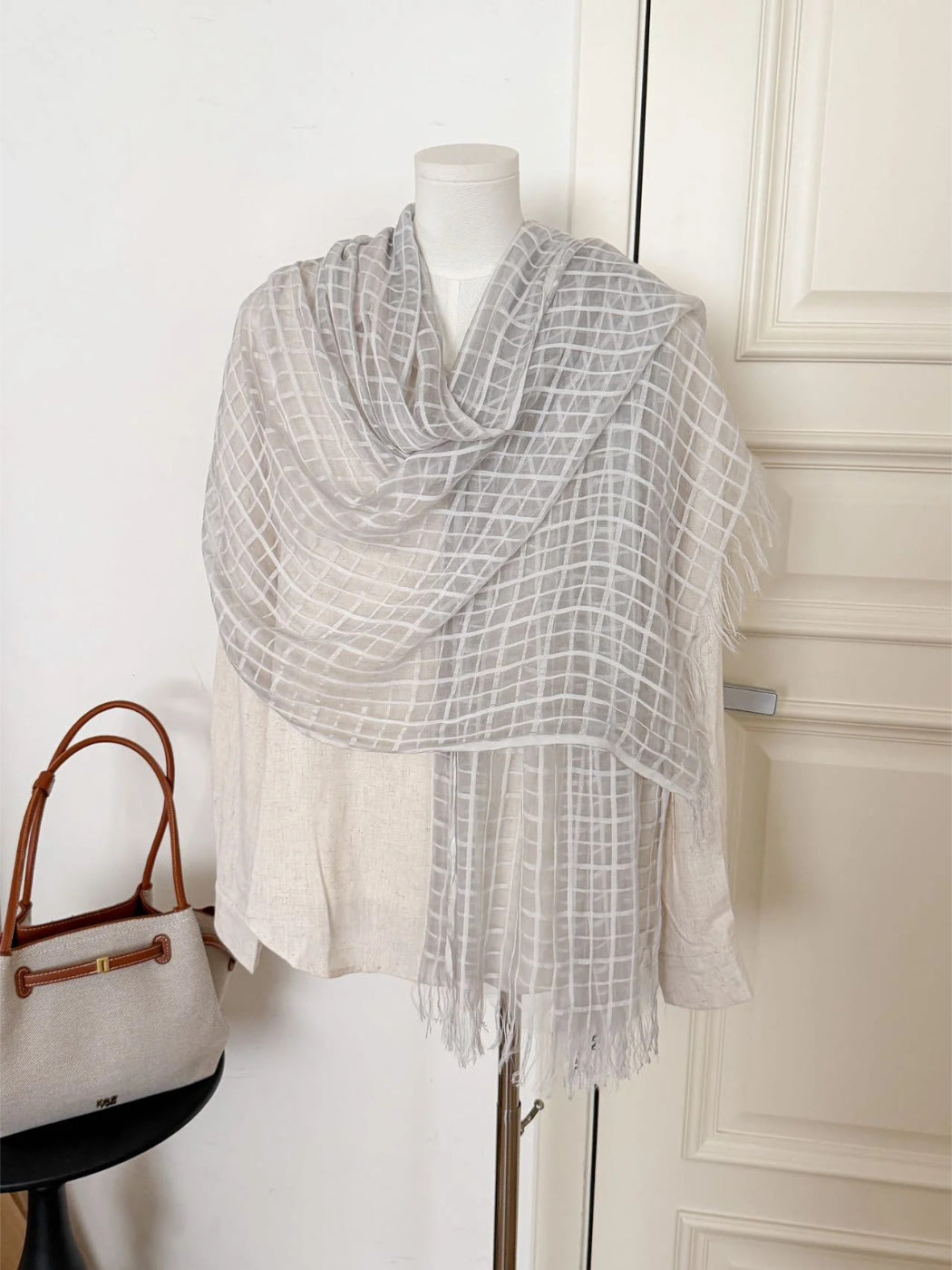 Scarvii - Sheer Open-Weave Fringed Scarf