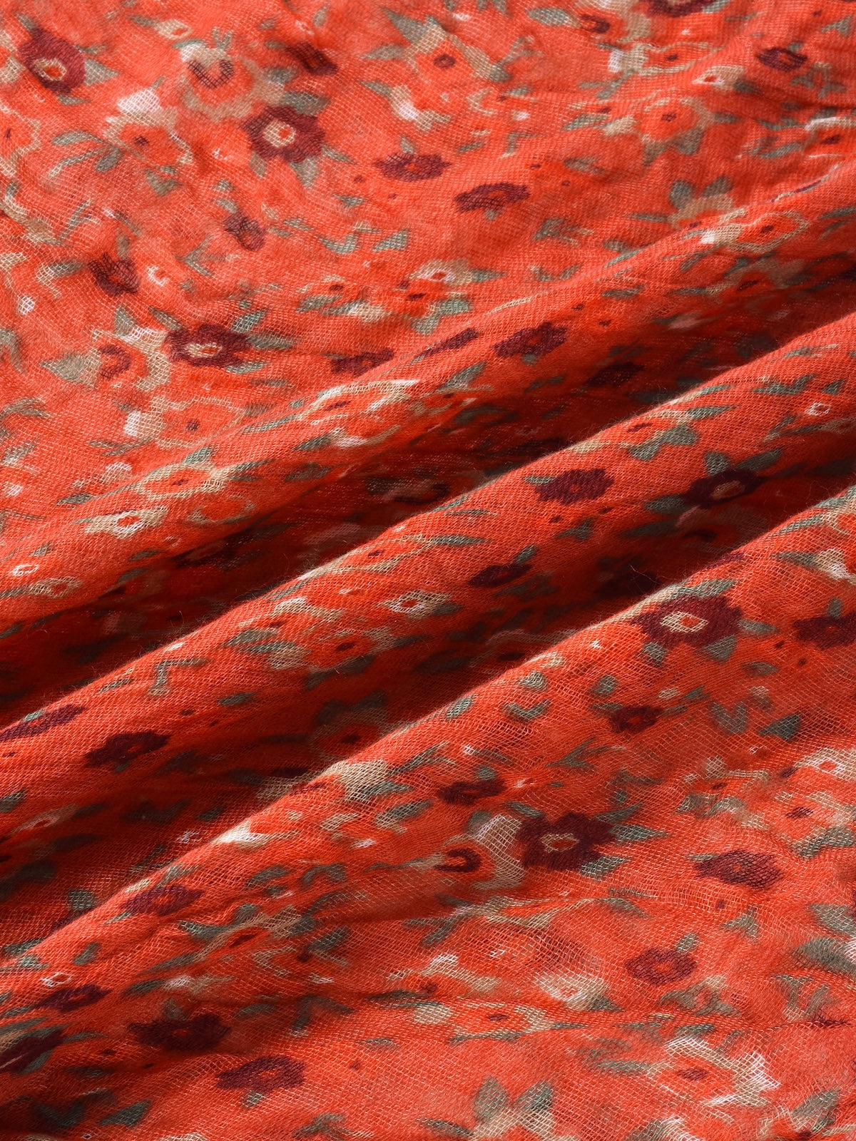 Scarvii - Vintage Floral Pattern Lightweight Ruched Scarf