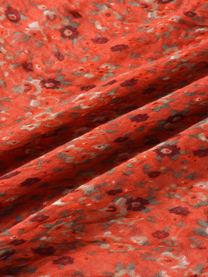 Scarvii - Vintage Floral Pattern Lightweight Ruched Scarf
