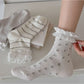 Rufia - Lace Trim Floral Mid Calf Socks