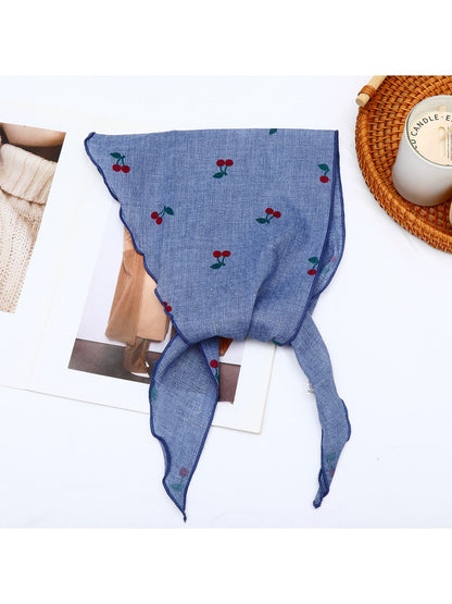Scarvii - Playful Cherry Print Triangle Bandana