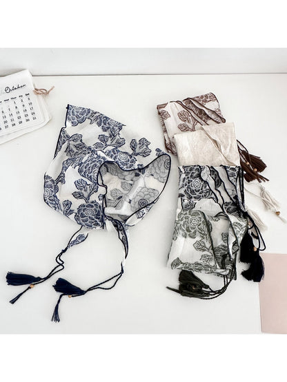 Scarvii - Printed Trim Tassel Triangle Bandana