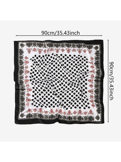 Scarvii - Retro Polka Dot Printed Fashion Square Scarf