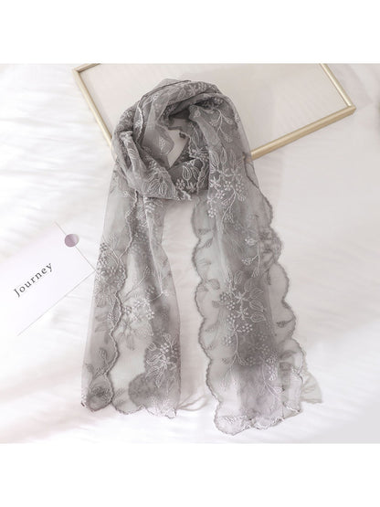 Scarvii - Floral Embroidered Decorative Long Scarf