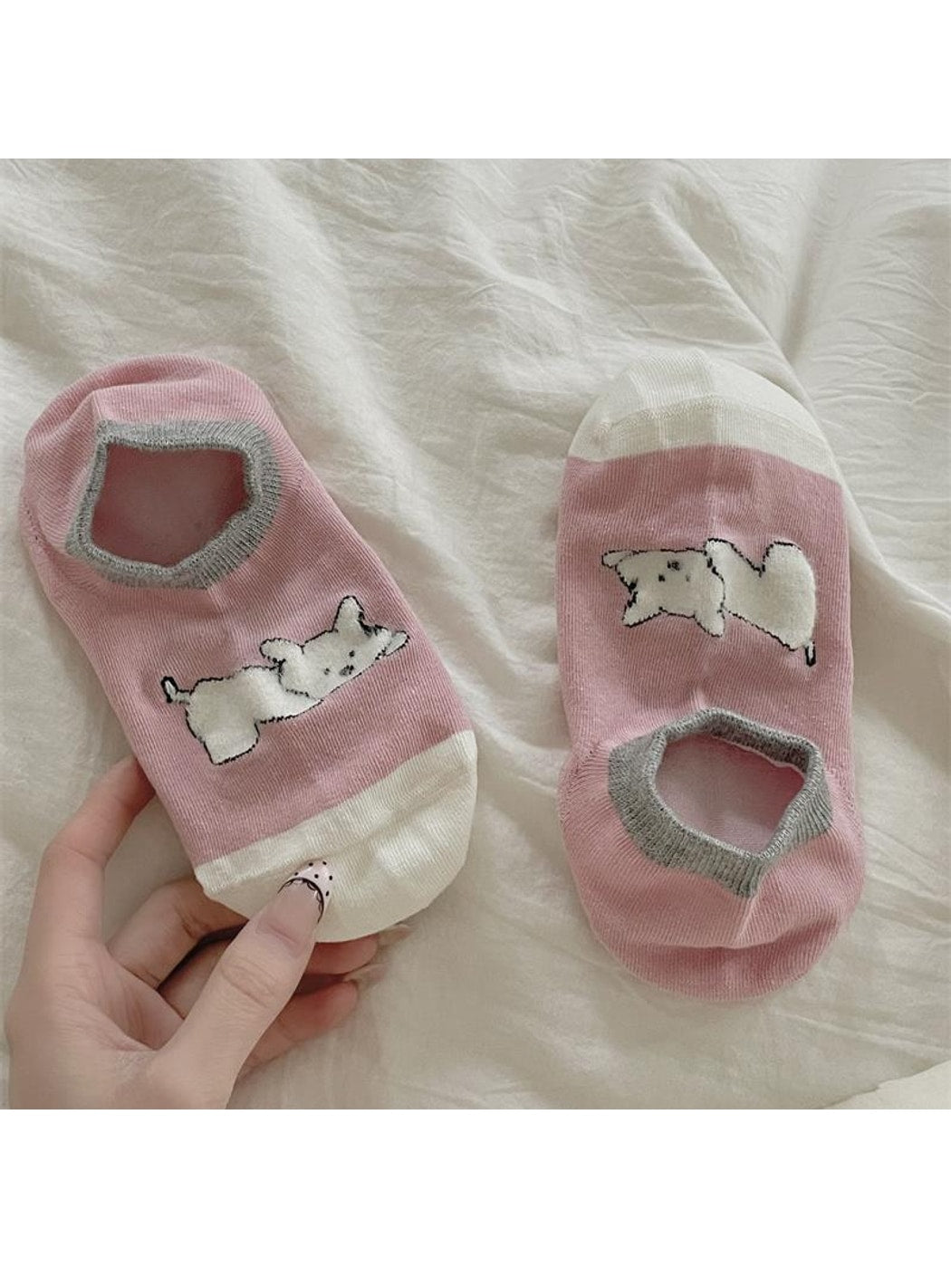 Rufia - Cute Pattern Colorblock Low Ankle Socks