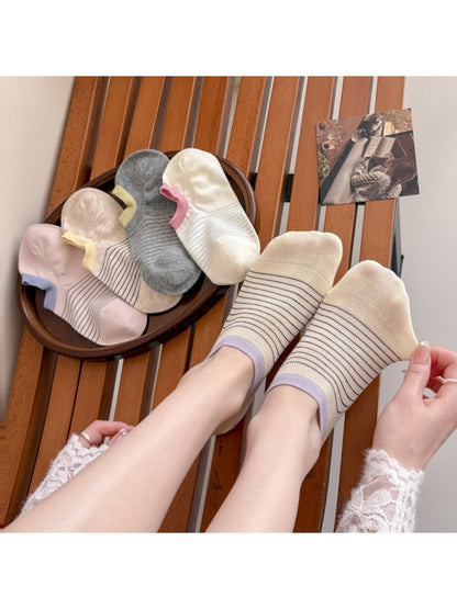 Rufia - Striped Liner Socks with Contrast Cuff