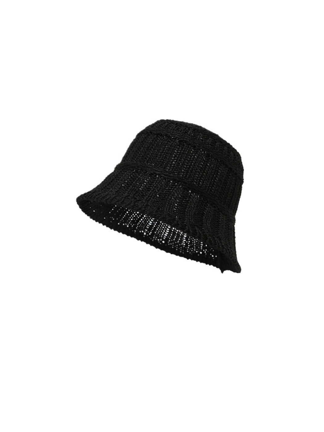 Side view of Haila textured stripe knit bucket hat showing knit pattern and stripes