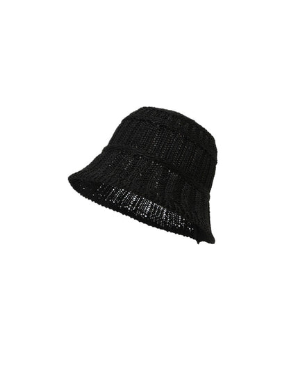 Side view of Haila textured stripe knit bucket hat showing knit pattern and stripes