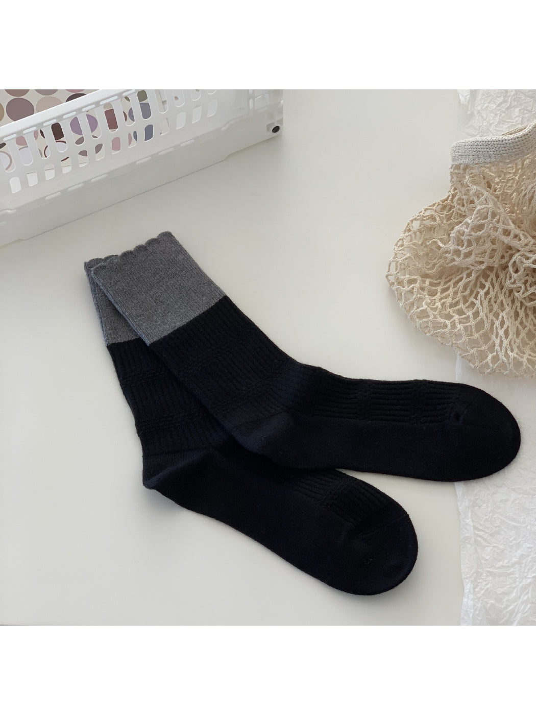 Rufia - Soft Ribbed Colorblock Crew Socks