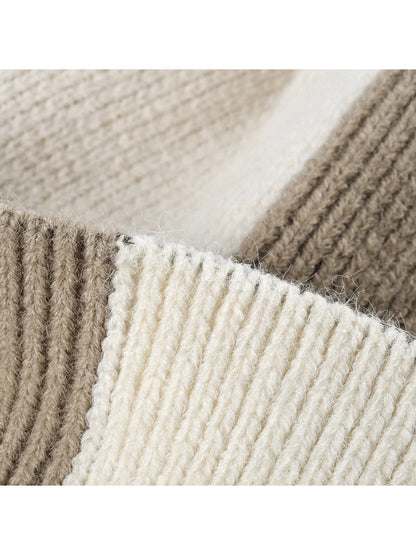 Haila - Colorblock Fleece-Lined Pom-Pom Beanie