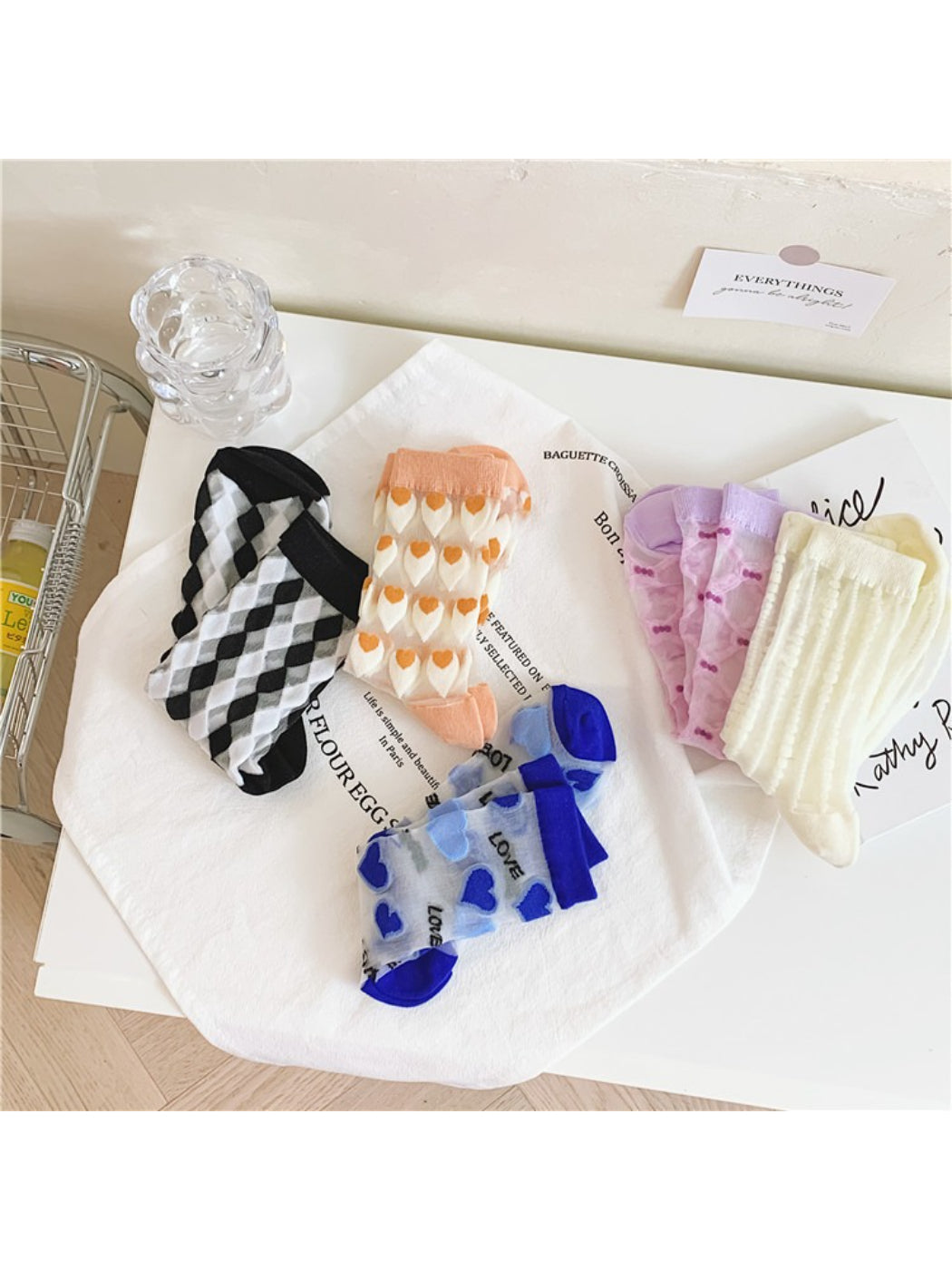 Rufia - Heart Pattern Sheer Socks