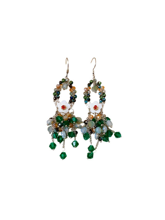 Earwish - Green Beaded Earrings - Boho & Elegance