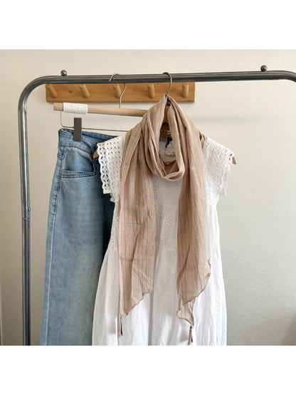 Scarvii - Stripe Tassel Lightweight Scarf