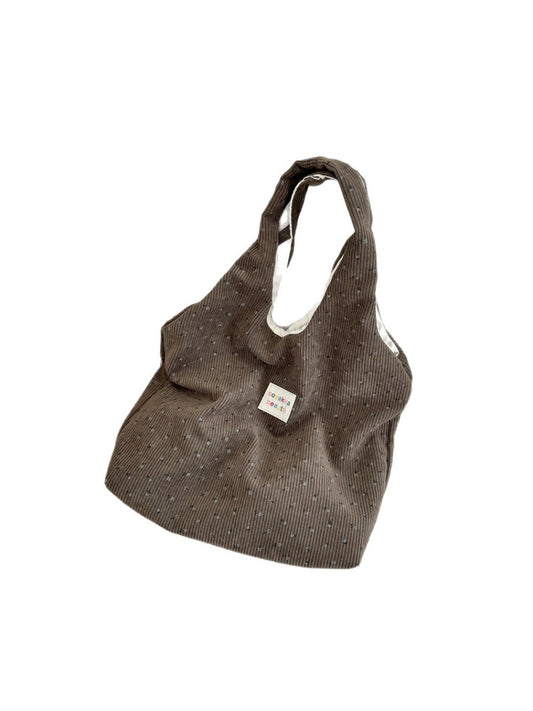 Cosbai – Corduroy Floral Shoulder Tote Bag