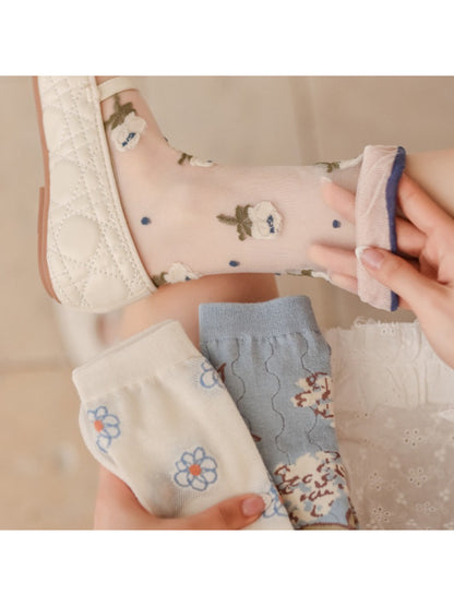 Rufia - Sheer Floral Illustration Crew Socks product image 3
