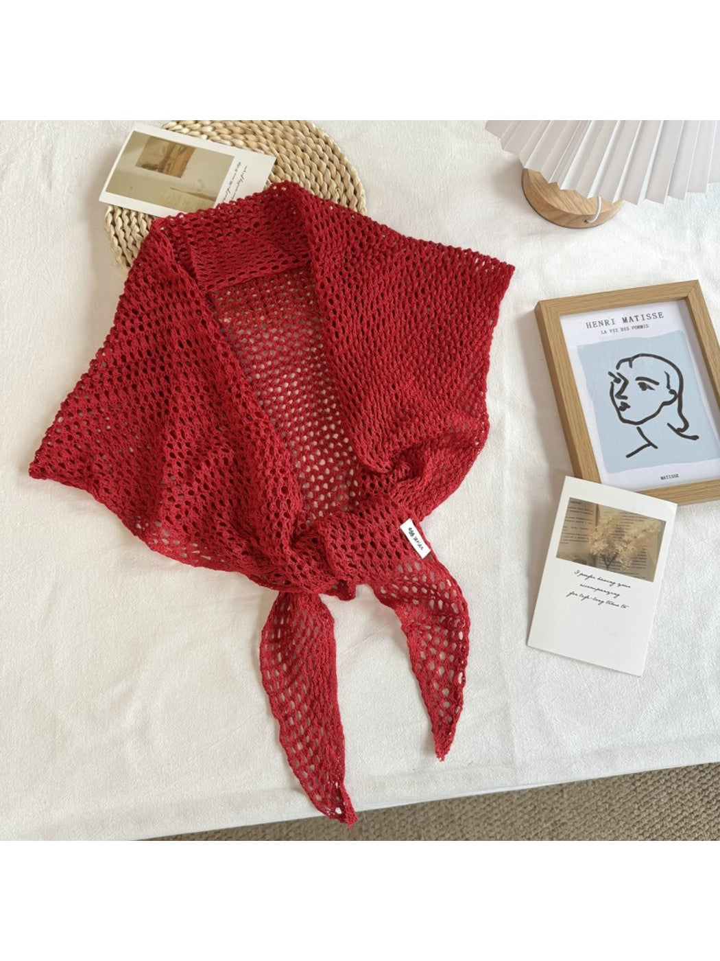 Scarvii - Openwork Knit Triangle Scarf