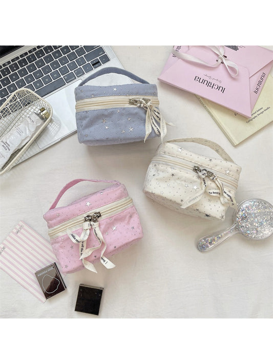 Cosbai cosmetic makeup bag with star print on a white background