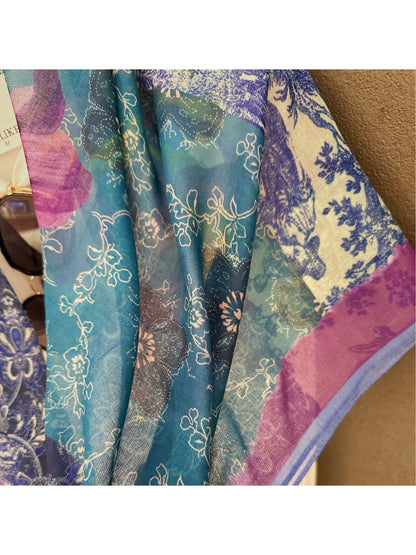 Scarvii - Botanical Patchwork Printed Square Scarf