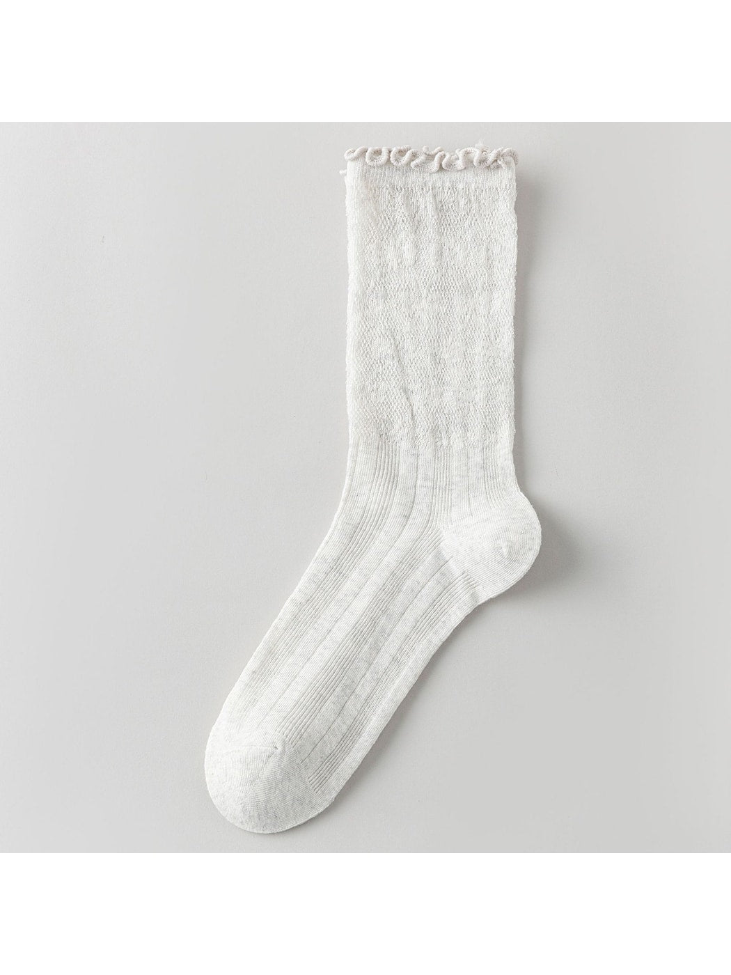 Rufia - Ruffle Cuff Bow Pattern Crew Socks