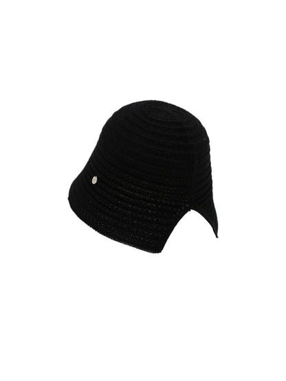 Close-up of ribbed texture on Haila modern cut edge bucket hat in beige