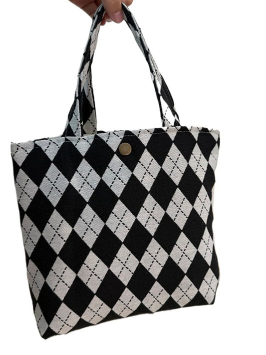 Cosbai - Tote Handbag with Plaid Patterns- Classic & Casual